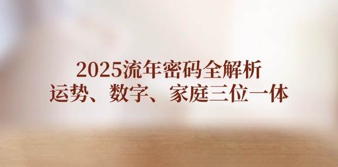 2025流年密码全解析，运势、数字、家庭三位一体-老K资源网