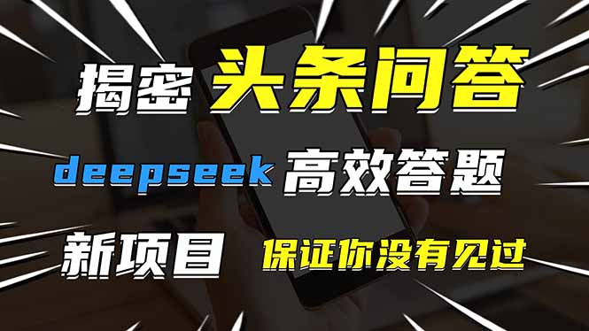 （14480期）头条问答，刚出的新玩法！保证你没见过！用DeepSeek去高效答题，一个账…-老K资源网