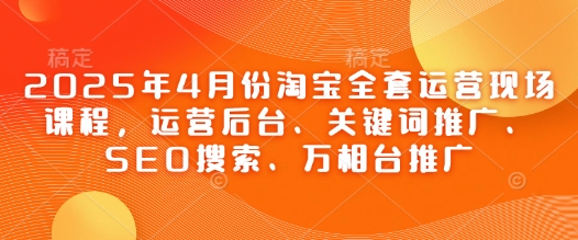 2025年4月份淘宝全套运营现场课程，运营后台、关键词推广、SEO搜索、万相台推广-老K资源网