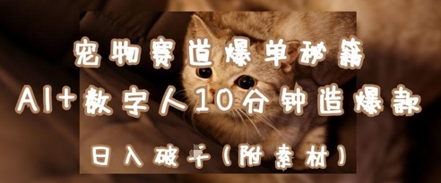 宠物赛道爆单秘籍：AI+数字人10分钟造爆款，日入1k-老K资源网