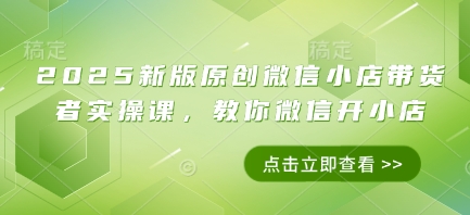 2025新版原创微信小店带货者实操课，教你微信开小店-老K资源网