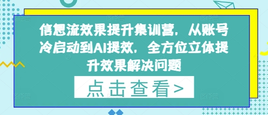 信息流效果提升集训营，从账号冷启动到AI提效，全方位立体提升效果解决问题-老K资源网