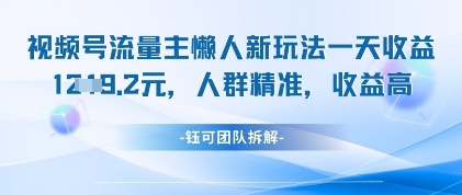 视频号流量主懒人新玩法，一天收益1k，人群精准收益高-老K资源网