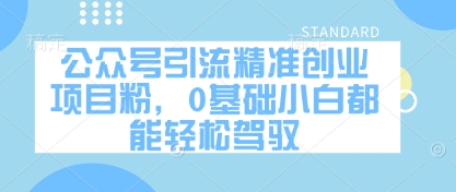 公众号引流精准创业项目粉，0基础小白都能轻松驾驭-老K资源网