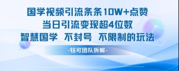 国学视频引流条条10W+点赞当日引流变现超4位数-老K资源网