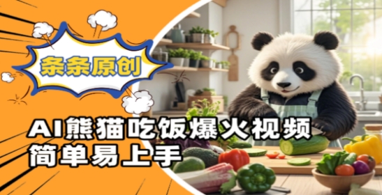 Ai熊猫吃饭爆火视频，条条原创，简单易上手-老K资源网