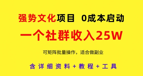 强势文化项目，一个社群收入25个W，0成本启动，可矩阵批量操作，原创详细实操教程-老K资源网