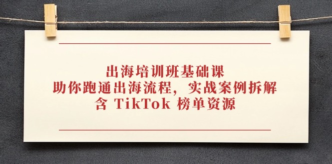 （14555期）出海培训班基础课，助你跑通出海流程，实战案例拆解，含 TikTok 榜单资源-老K资源网