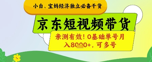小白宝妈经济独立必备干货，京东短视频带货，亲测有效!0基础单号月入8k+，可多号-老K资源网