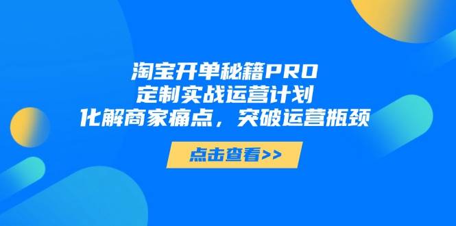 淘宝开单秘籍PRO，定制实战运营计划，化解商家痛点，突破运营瓶颈-老K资源网