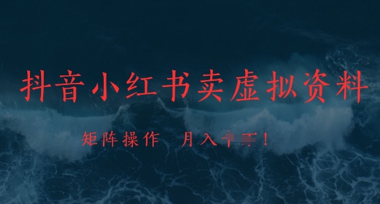 抖音小红书卖虚拟资料，市场需求一直存在，矩阵操作，月入1w+-老K资源网