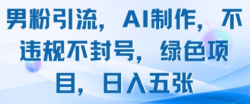 男粉引流，AI制作，不违规不封号，绿色项目，日入五张-老K资源网