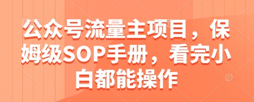 公众号流量主项目，保姆级SOP手册，看完小白都能操作-老K资源网