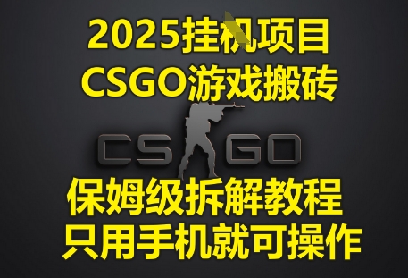 2025挂G项目，CSGO游戏搬砖，保姆级拆解教程，只用手机就可操作-老K资源网