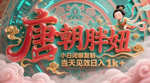 用AI克隆“唐朝胖妞”日更3条，平台疯狂推流，小白闭眼复制，当天见效，日入1k+-老K资源网