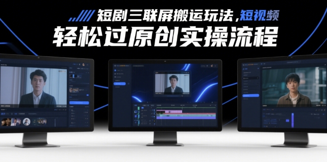 短剧三联屏搬运玩法，短剧搬运轻松过原创实操流程-老K资源网