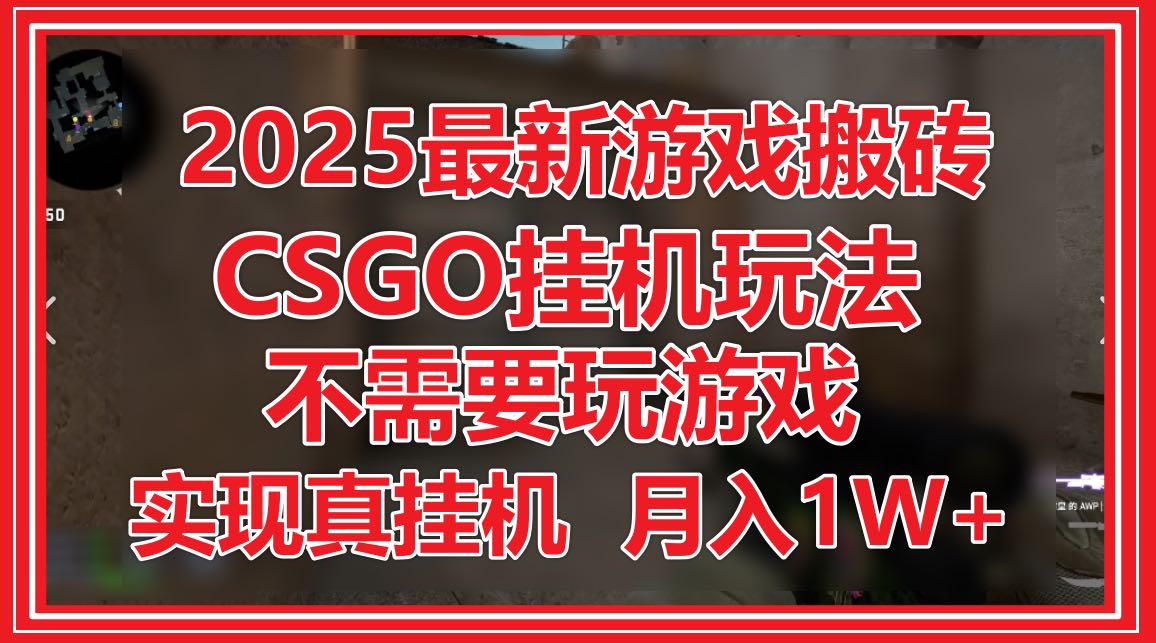 （14743期）2025最新游戏搬砖，CSGO挂机，不需要玩游戏，实现真挂机，月入1W+-老K资源网