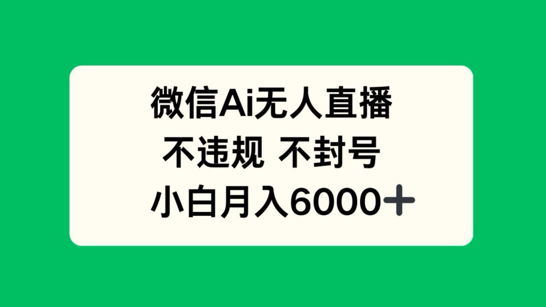 （14733期）微信AI无人直播，不违规 不封号 ，小白月入6000+-老K资源网