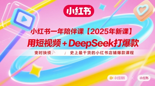 小红书一年陪伴课【2025年新课】，用短视频+deepSeek打爆款，史上最干货的小红书店铺爆款课程-老K资源网