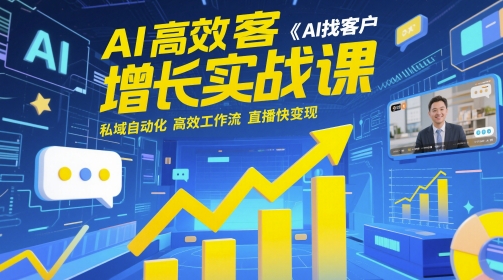 AI高效获客增长实战课，​AI找客户 私域自动化 高效工作流 直播快变现-老K资源网