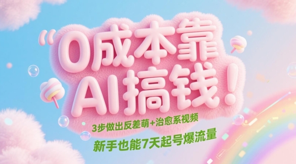 0成本靠AI搞钱！3步做出反差萌+治愈系视频，新手也能7天起号爆流量-老K资源网