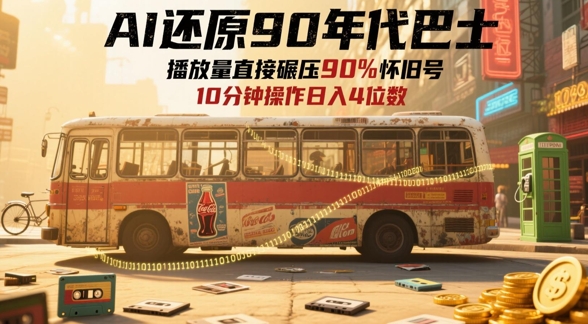 AI还原90年代巴士，一帧就让70后泪崩，播放量直接碾压90%怀旧号，每天操作十分钟，日入四位数-老K资源网