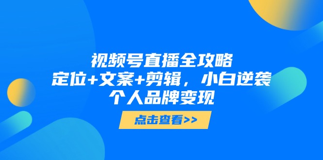 视频号直播全攻略，定位+文案+剪辑，小白逆袭个人品牌变现-老K资源网