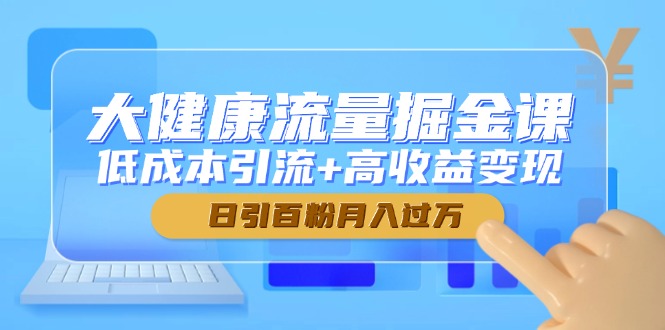 大健康流量掘金课，低成本引流+高收益变现，日引百粉月入过万-老K资源网