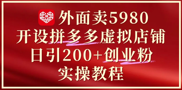 外面卖5980开设拼多多虚拟店铺：单日引流200+创业付费粉实战教程-老K资源网