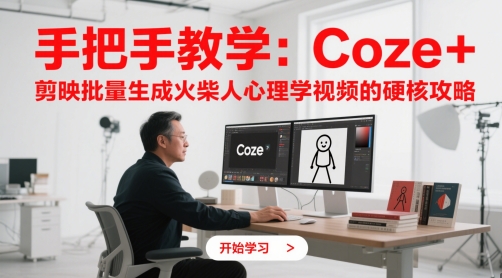 手把手教学：Coze + 剪映批量生成火柴人心理学视频的硬核攻略-老K资源网