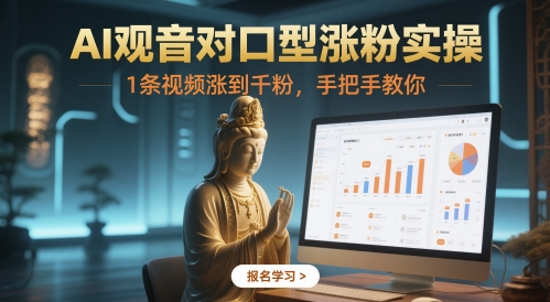 AI观音对口型涨粉实操，1条视频涨到千粉，手把手教你-老K资源网