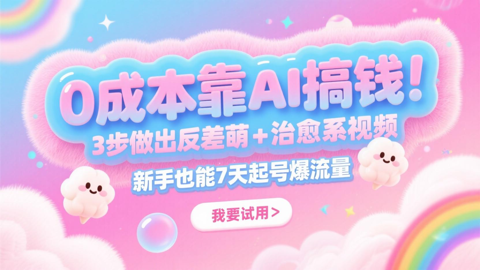 0成本靠AI搞钱！3步做出反差萌+治愈系视频，新手也能7天起号爆流量，月入5位数-老K资源网
