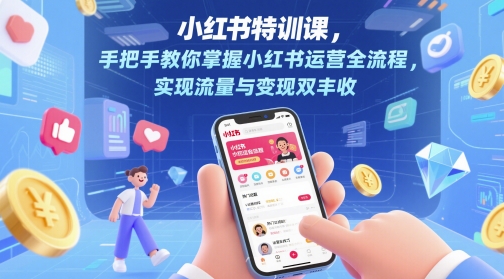小红书特训课，手把手教你掌握小红书运营全流程，实现流量与变现双丰收-老K资源网