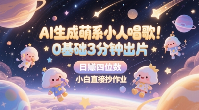 AI生成萌系小人唱歌，0基础3分钟出片，28个作品涨粉8.9W，单条最高19W赞，日入四位数，小白直接抄作业-老K资源网