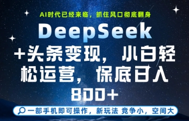 DeepSeek+头条变现，保姆级教学，小白轻松上手，日入8张+-老K资源网