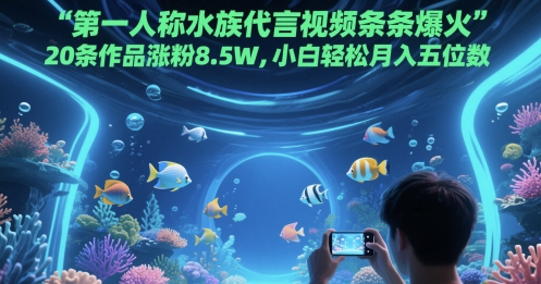 第一人称水族代言视频条条爆火，20条作品涨粉8.5W，小白轻松月入五位数-老K资源网