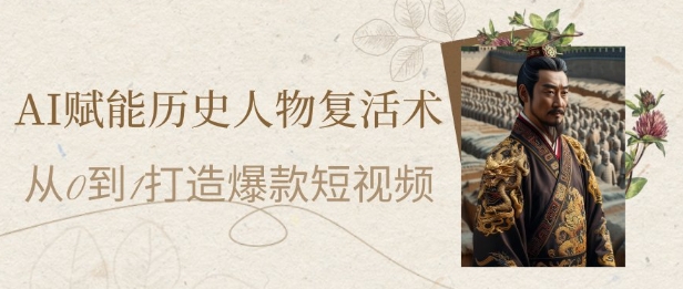 AI赋能历史人物复活术：从0到1打造爆款短视频，7天涨粉10W，小白也能月入过1W-老K资源网