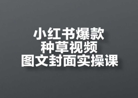 小红书爆款种草视频图文封面实操课，​开店、选品、引流、变现全流程-老K资源网