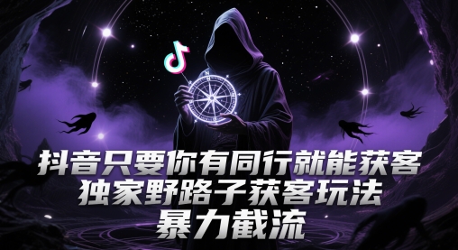抖音只要你有同行就能获客，独家野路子获客玩法，暴力截流-老K资源网
