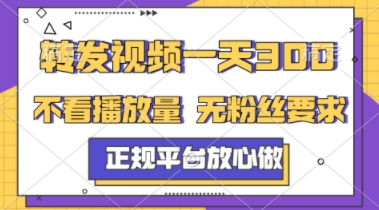 转发视频一天3张+，正规平台放心做，不看播放量，不看粉丝量，一个任务几分钟完成-老K资源网