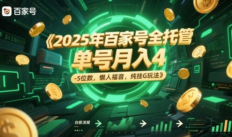 2025年百家号全托管，单号月入4-5位数，懒人福音，纯挂G玩法-老K资源网