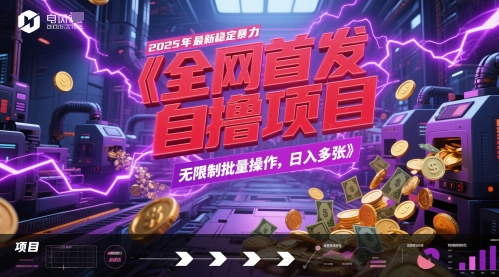 全网首发，2025年最新稳定暴力全自动自撸项目，无限制批量操作，日入多张-老K资源网
