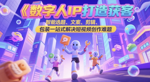 数字人IP打造获客变现实操课，智能选题、文案、剪辑、包装一站式解决短视频创作难题-老K资源网