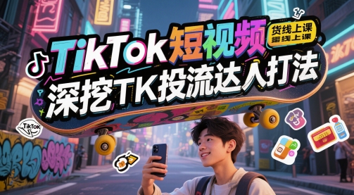 TikTok短视频带货线上课，深挖TK投流达人打法-老K资源网
