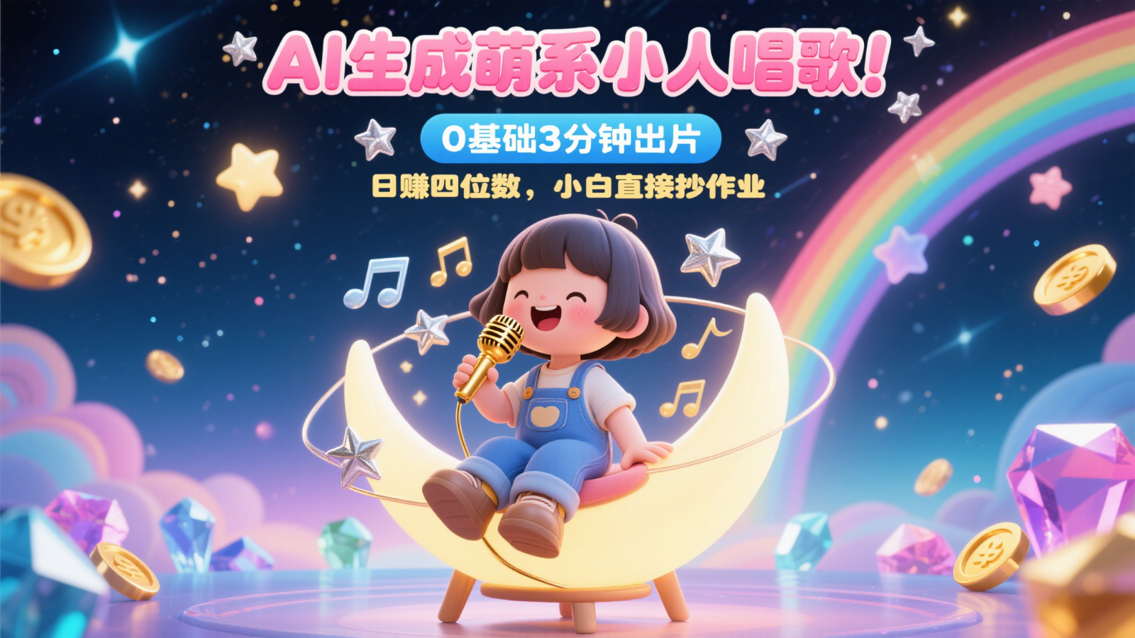AI生成萌系小人唱歌！0基础3分钟出片，28个作品涨粉9万，日赚四位数，小白直接抄作业-老K资源网