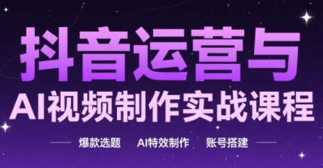 抖音运营与AI视频制作实战课程，爆款选题-AI特效制作-账号搭建-老K资源网