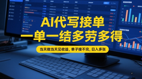 AI代写接单，一单一结多劳多得，当天做当天见收益，单子接不完，日入多张【全网最全实操课程】-老K资源网