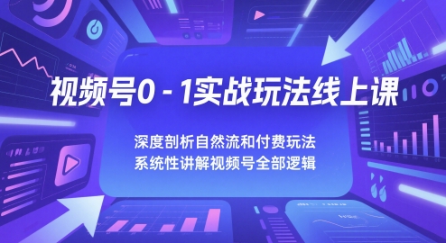 视频号0-1实战玩法线上课，深度剖析自然流和付费玩法，统性讲解视频号全部逻辑-老K资源网