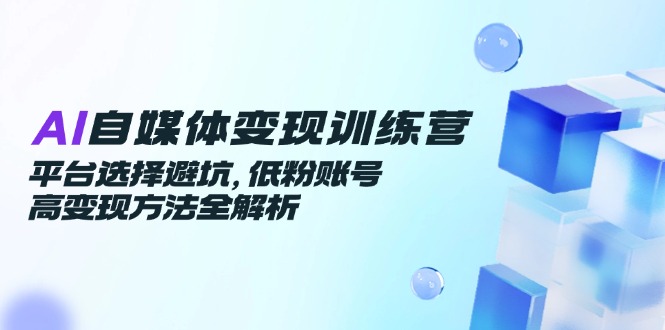 AI自媒体变现训练营，平台选择避坑，低粉账号高变现方法全解析-老K资源网