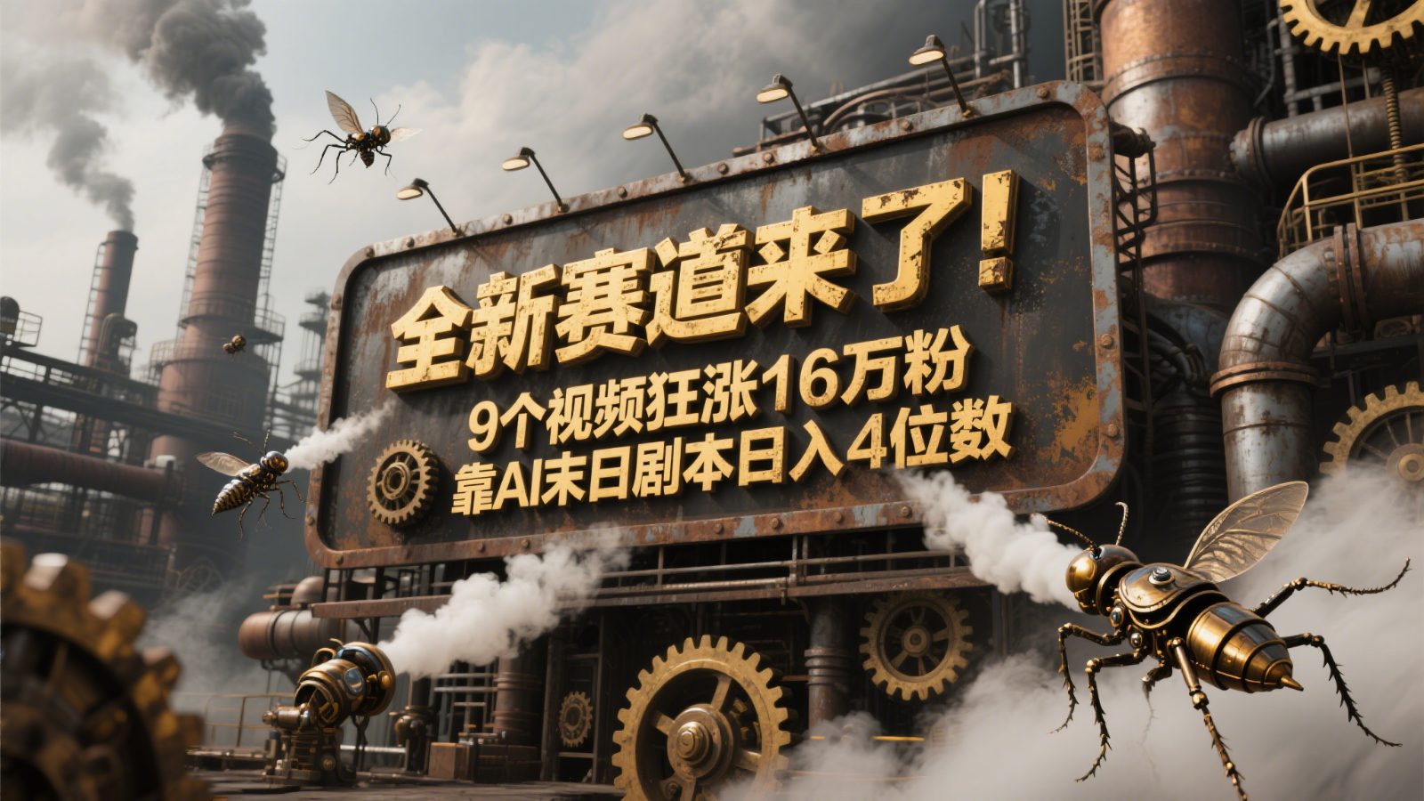全新赛道来了！9个视频狂涨16万粉，靠AI末日剧本日入4位数，评论区爆肝追更！-老K资源网